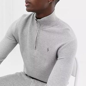 NWOT Polo Ralph Lauren Pima Waffle Half Zip Sweater